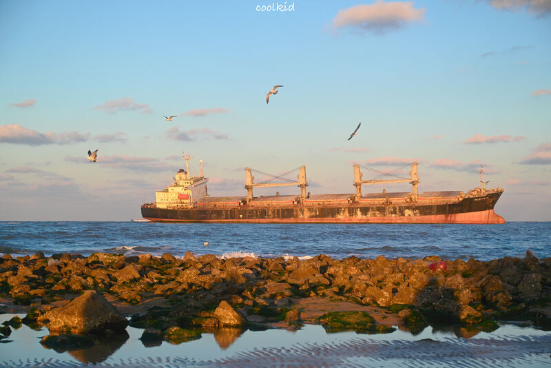 Shipwreck at sunset