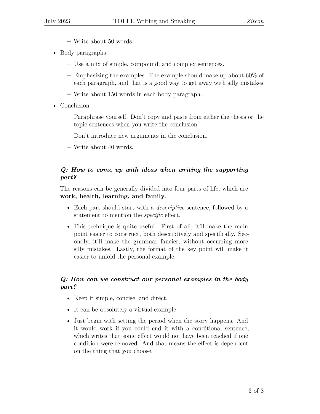 托福写作与口语模板第 4 页，口语模板第一节 Speaking Templates 开始